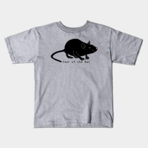 Year of the Rat Black Kids T-Shirt by ellenhenryart